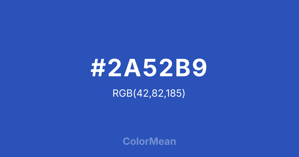 Color swatch image showing #2A52B9 with RGB(42,82,185) values