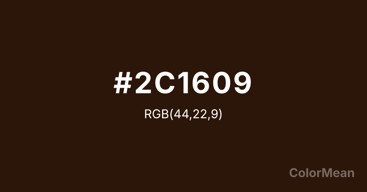 Color swatch image showing #2C1609 with RGB(44,22,9) values