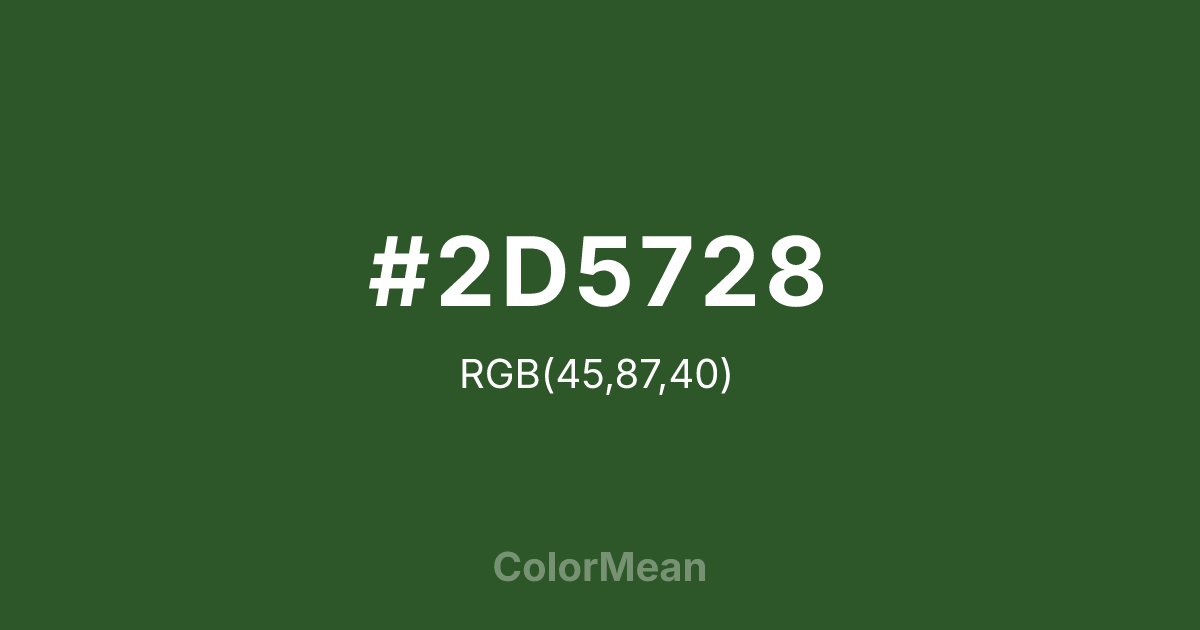 Color swatch image showing #2D5728 with RGB(45,87,40) values