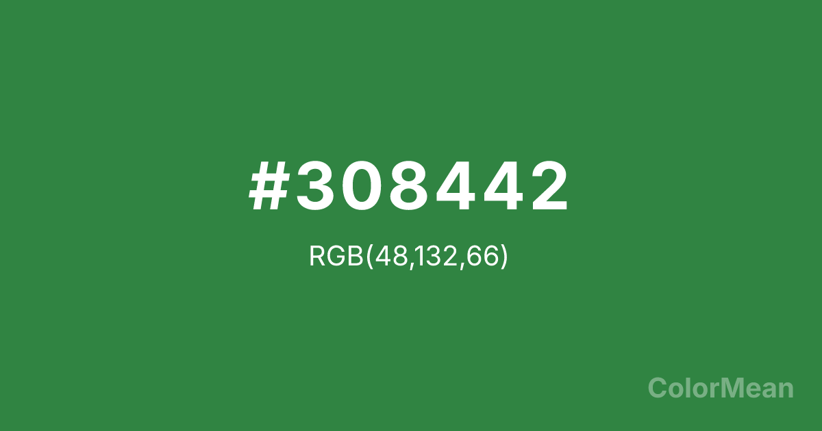 Color swatch image showing #308442 with RGB(48,132,66) values