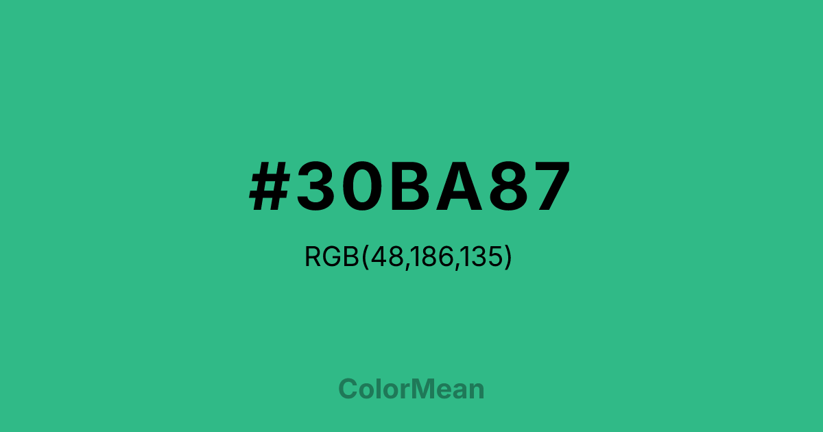 Color swatch image showing #30BA87 with RGB(48,186,135) values