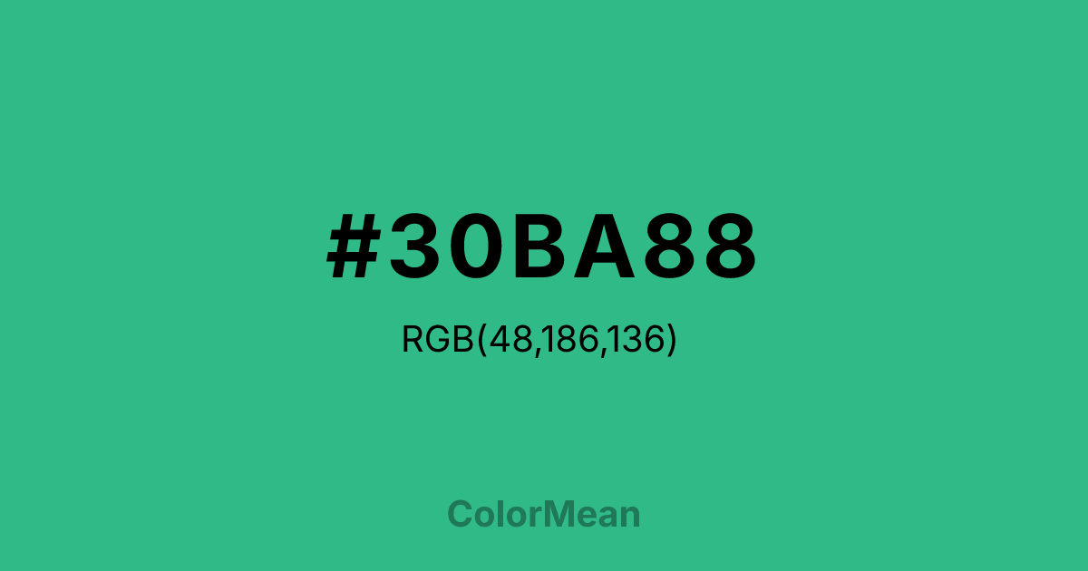 Color swatch image showing #30BA88 with RGB(48,186,136) values