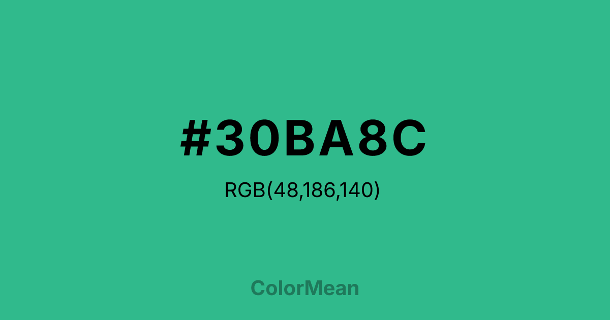 Color swatch image showing #30BA8C with RGB(48,186,140) values
