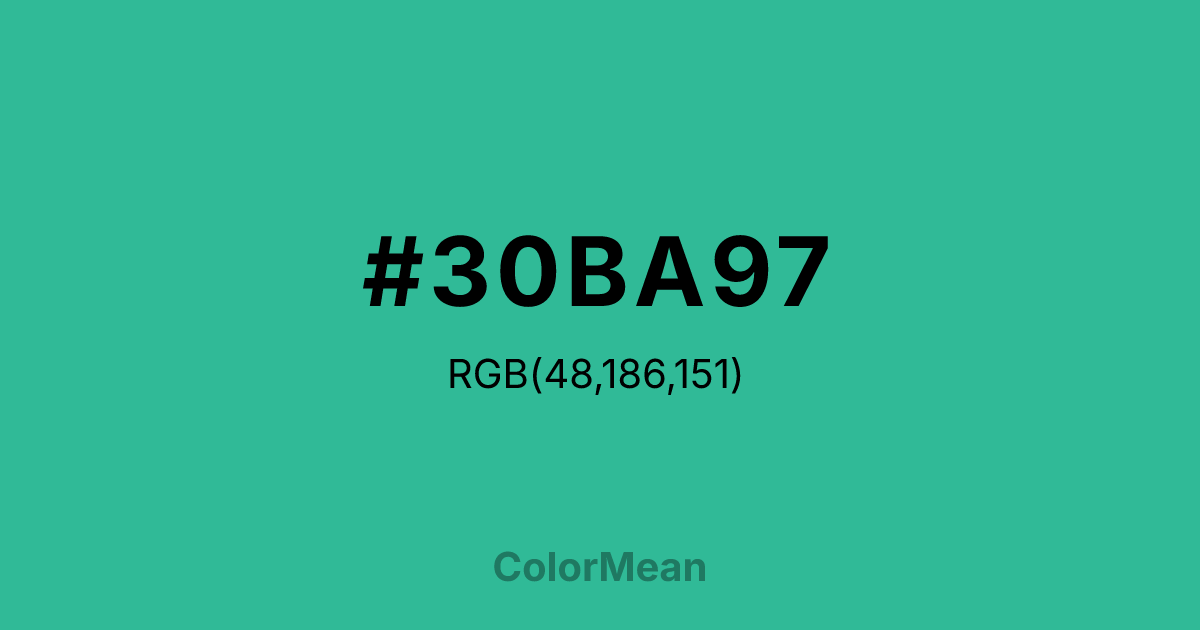 Color swatch image showing #30BA97 with RGB(48,186,151) values