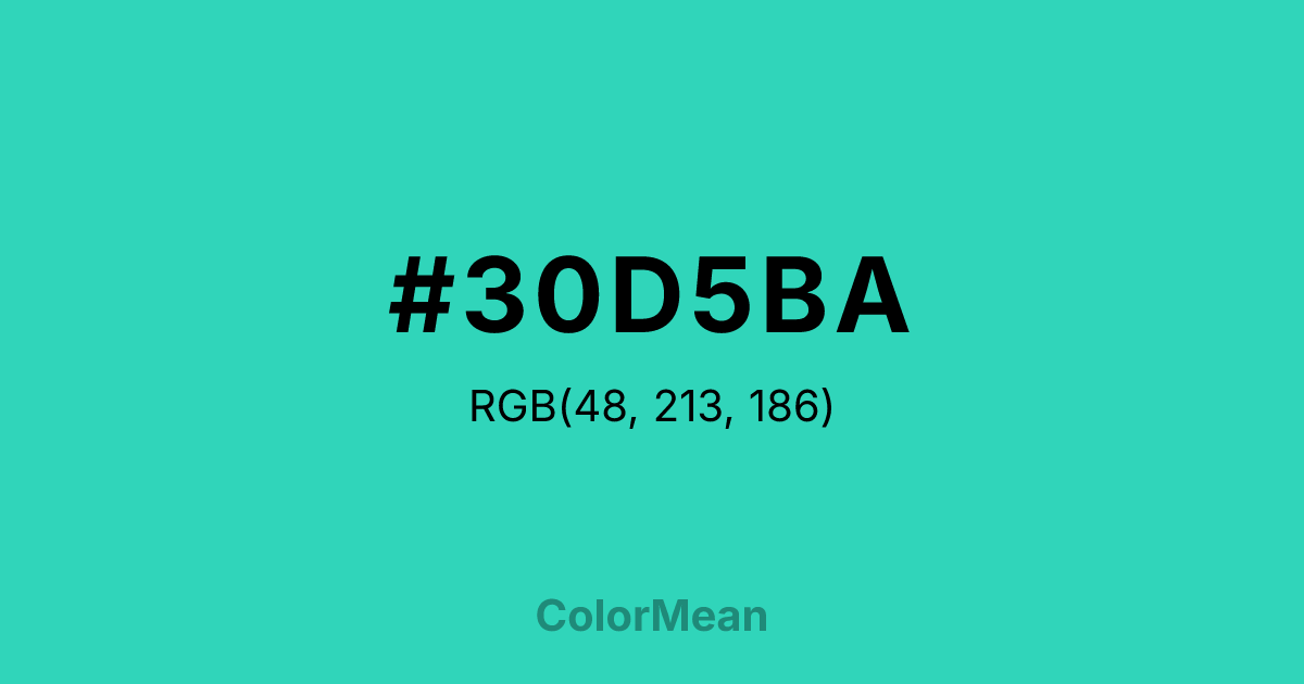 Color swatch image showing #30D5BA with RGB(48,213,186) values