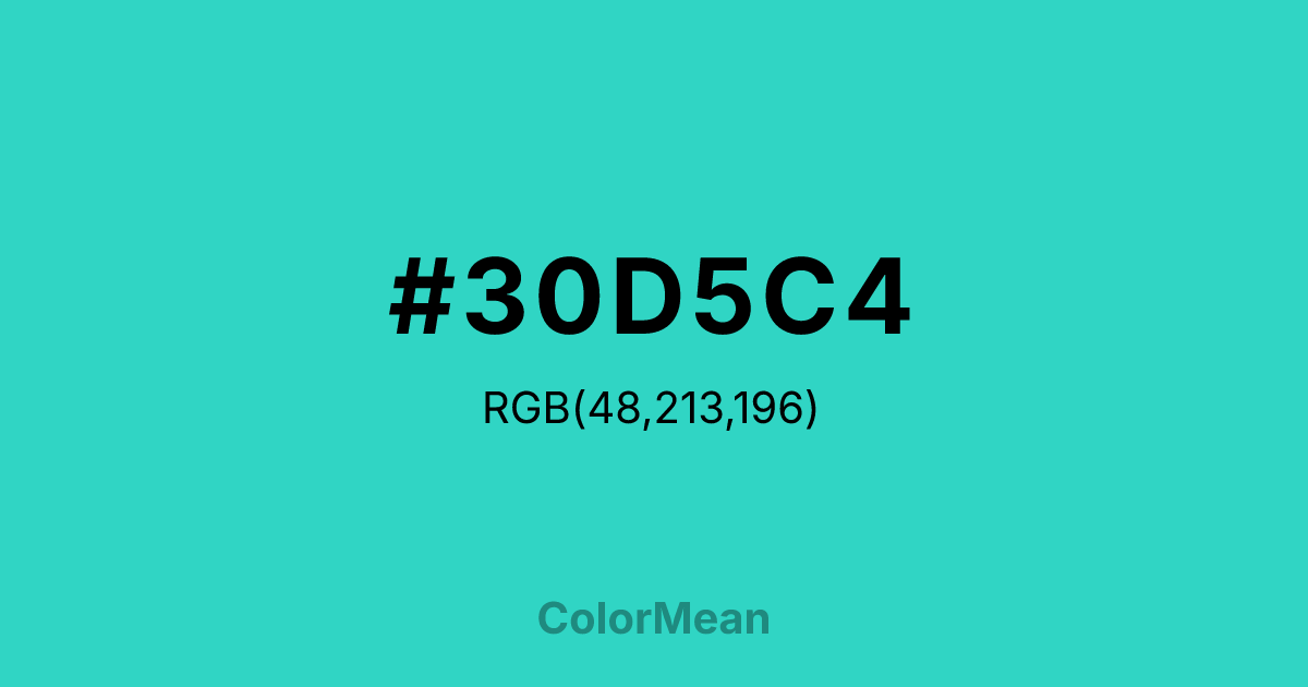 Color swatch image showing #30D5C4 with RGB(48,213,196) values