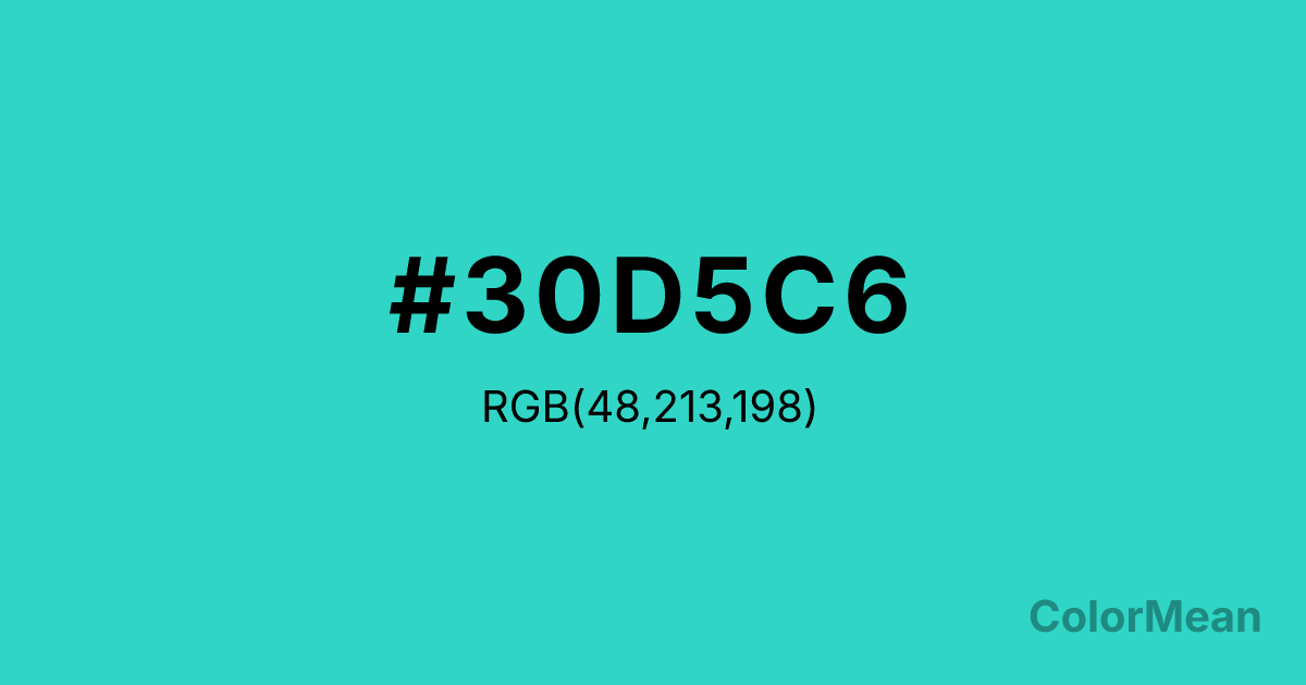 Color swatch image showing #30D5C6 with RGB(48,213,198) values