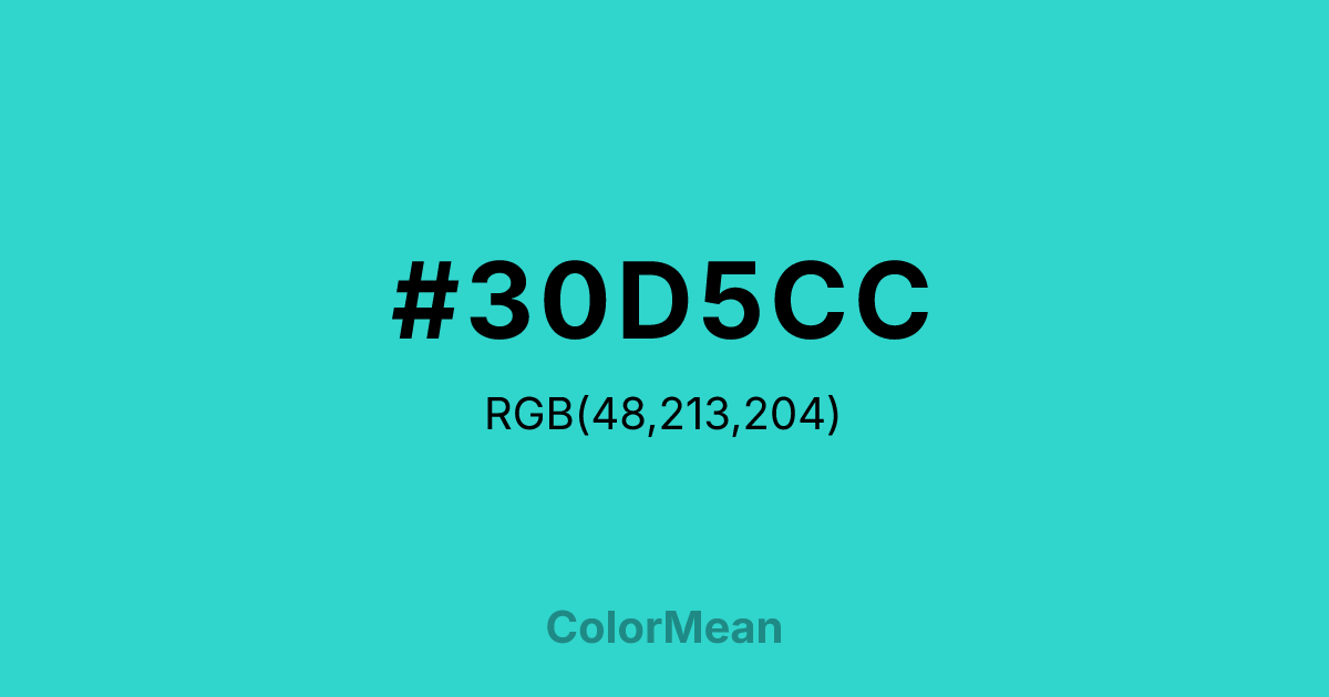 Color swatch image showing #30D5CC with RGB(48,213,204) values