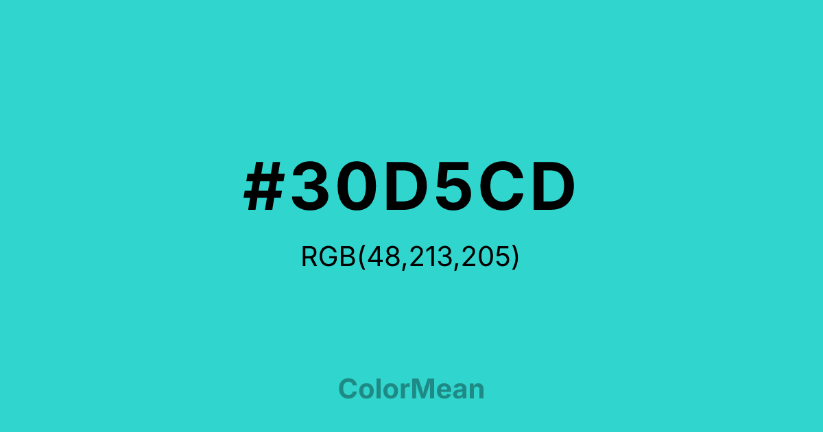 Color swatch image showing #30D5CD with RGB(48,213,205) values