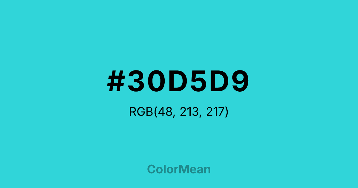 Color swatch image showing #30D5D9 with RGB(48,213,217) values