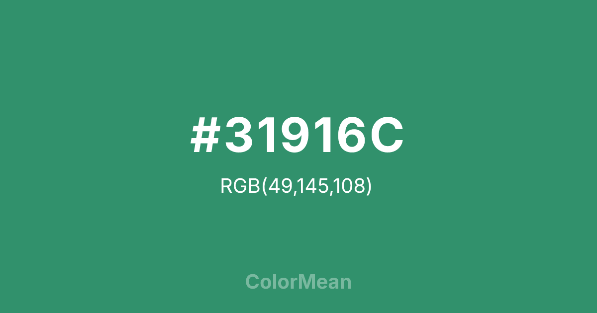 Color swatch image showing #31916C with RGB(49,145,108) values