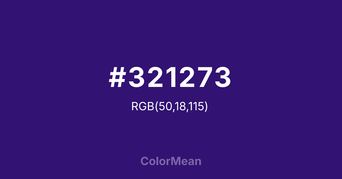 Color swatch image showing #321273 with RGB(50,18,115) values