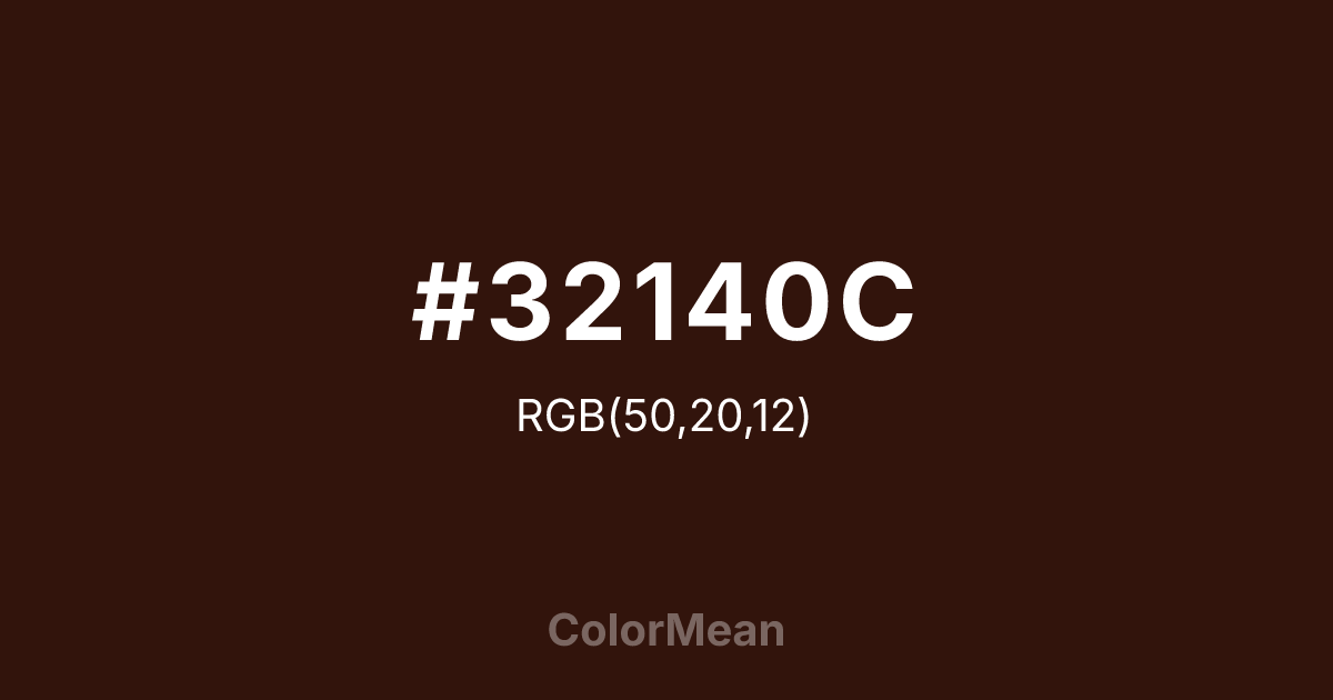 Color swatch image showing #32140C with RGB(50,20,12) values