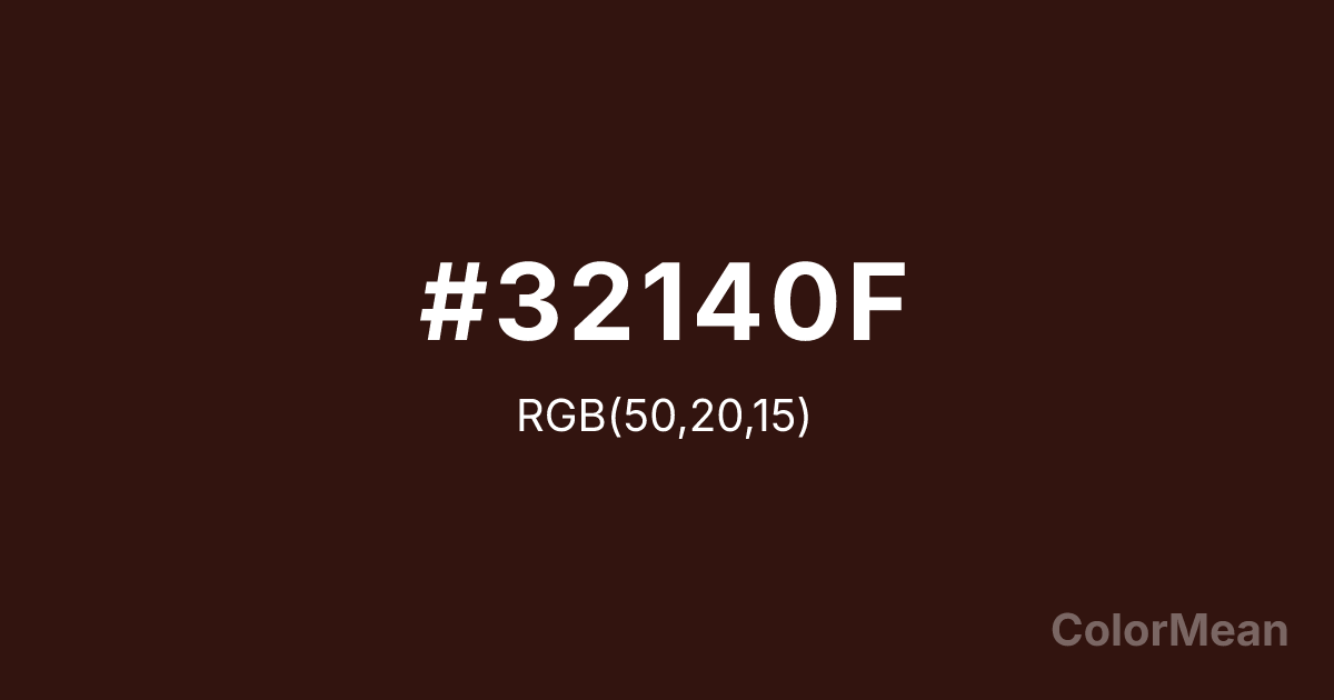 Color swatch image showing #32140F with RGB(50,20,15) values