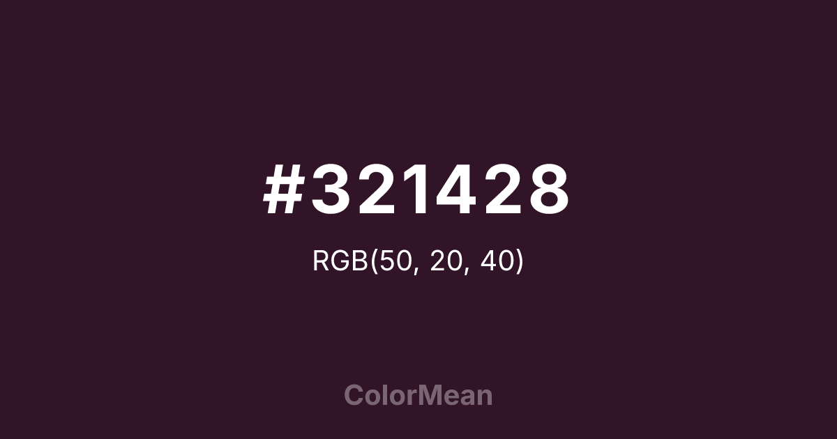 Color swatch image showing #321428 with RGB(50,20,40) values