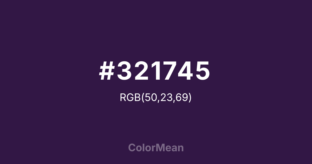 Color swatch image showing #321745 with RGB(50,23,69) values