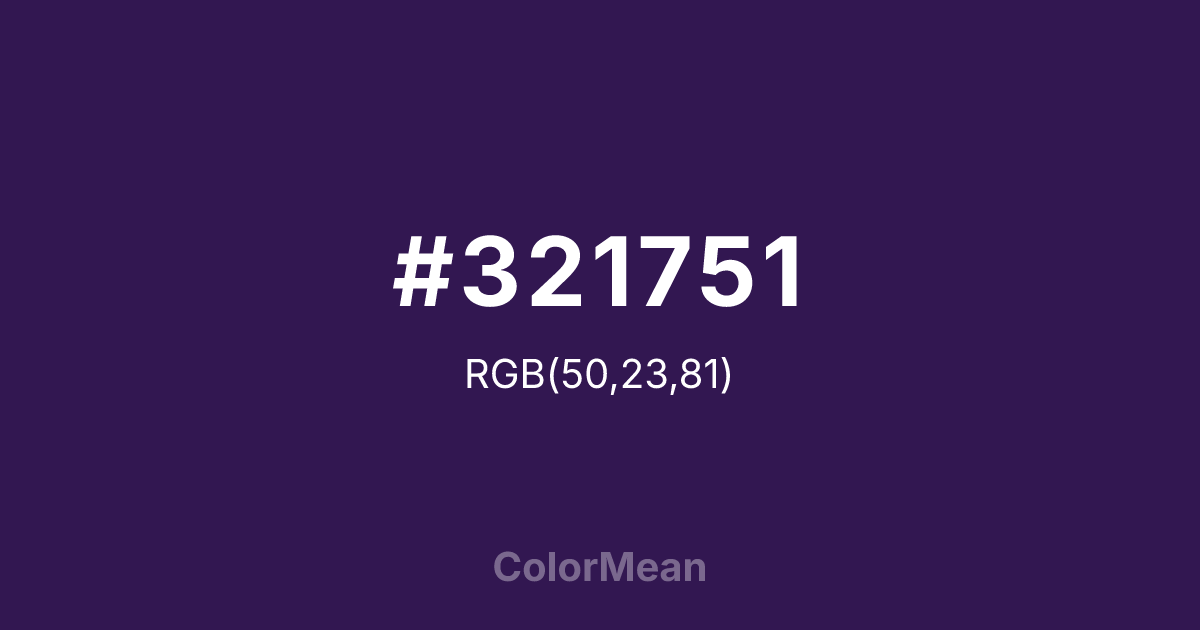 Color swatch image showing #321751 with RGB(50,23,81) values