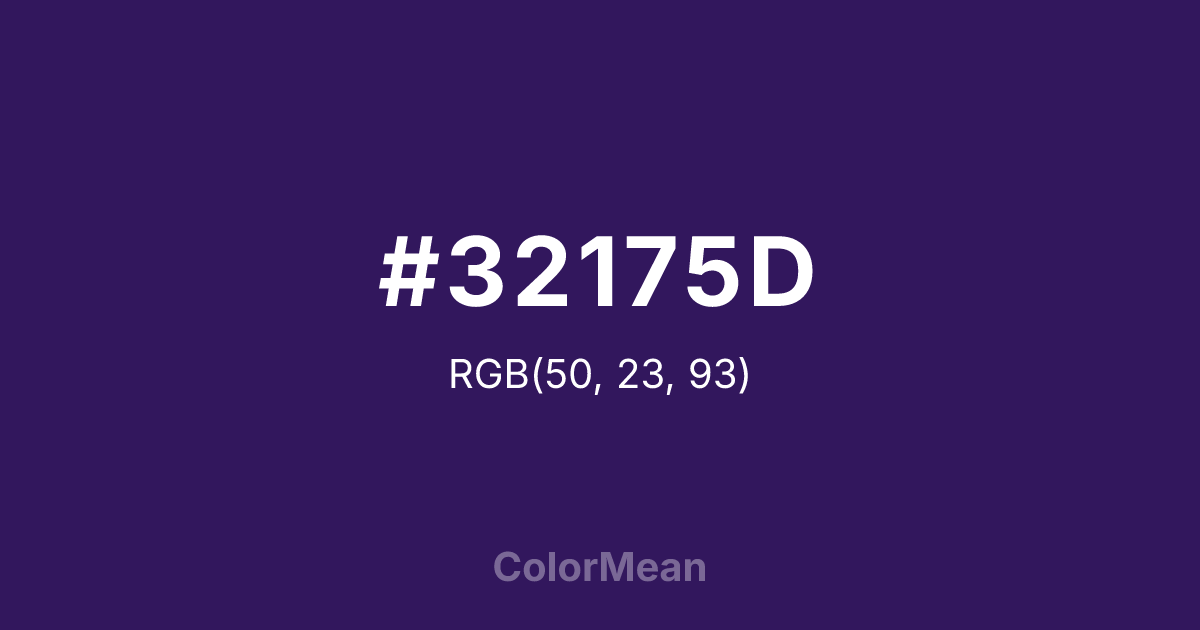 Color swatch image showing #32175D with RGB(50,23,93) values