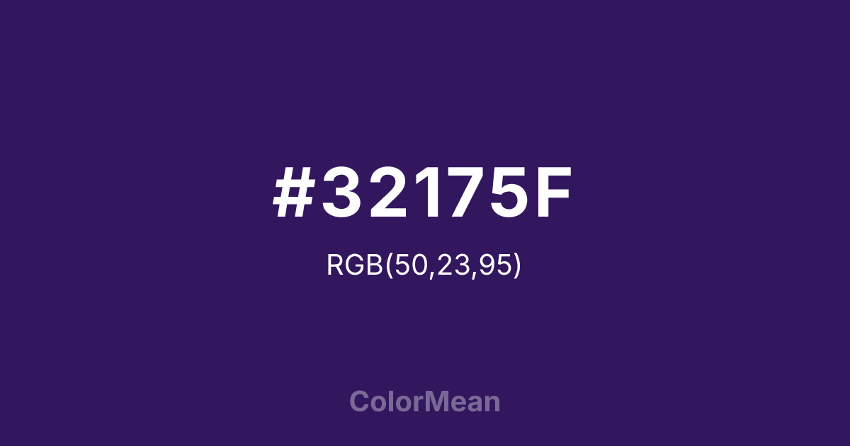 Color swatch image showing #32175F with RGB(50,23,95) values