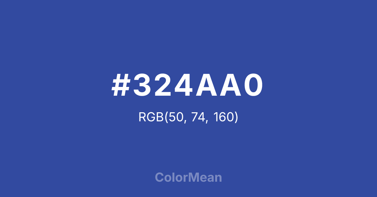 Color swatch image showing #324AA0 with RGB(50,74,160) values
