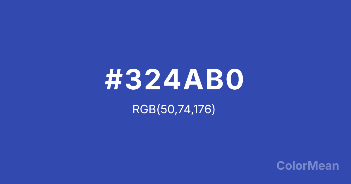 Color swatch image showing #324AB0 with RGB(50,74,176) values