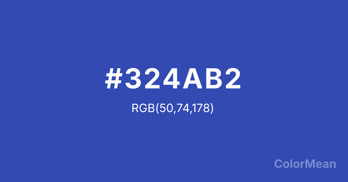 Color swatch image showing Violet Blue (#324AB2) with RGB(50,74,178) values
