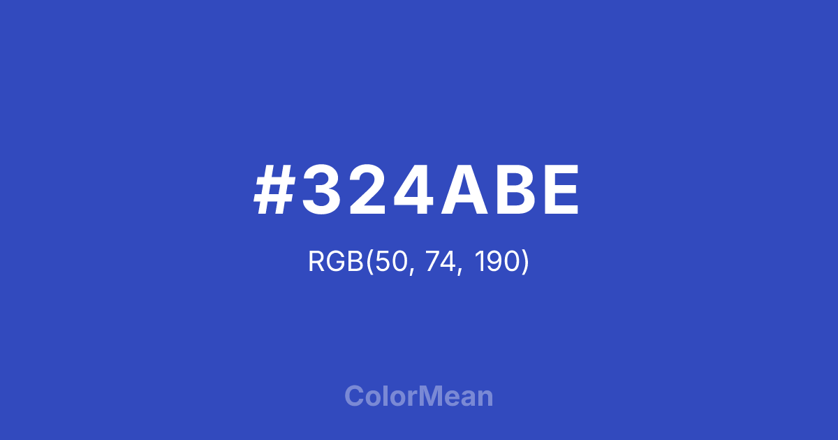 Color swatch image showing #324ABE with RGB(50,74,190) values