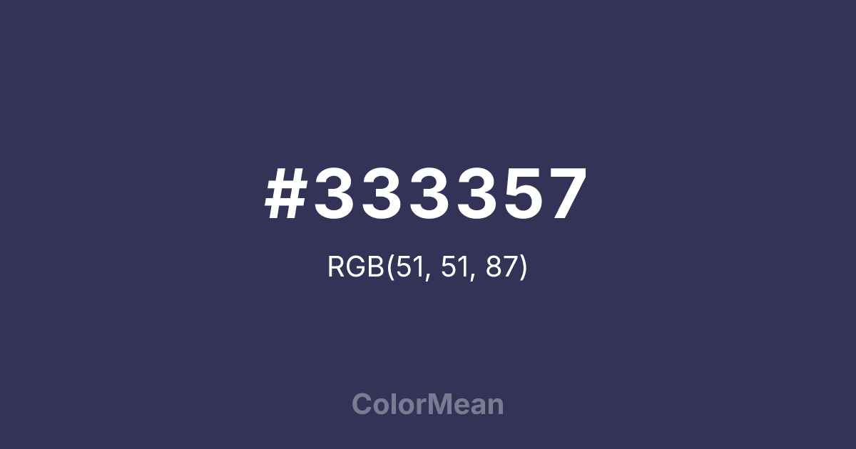 Color swatch image showing #333357 with RGB(51,51,87) values