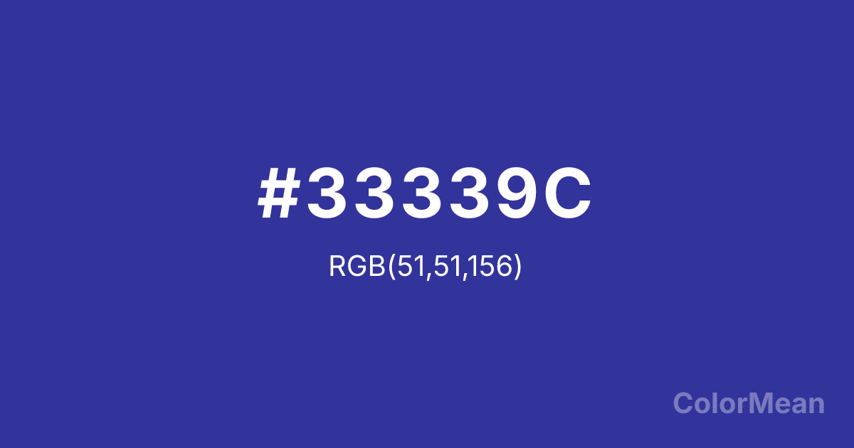Color swatch image showing #33339C with RGB(51,51,156) values