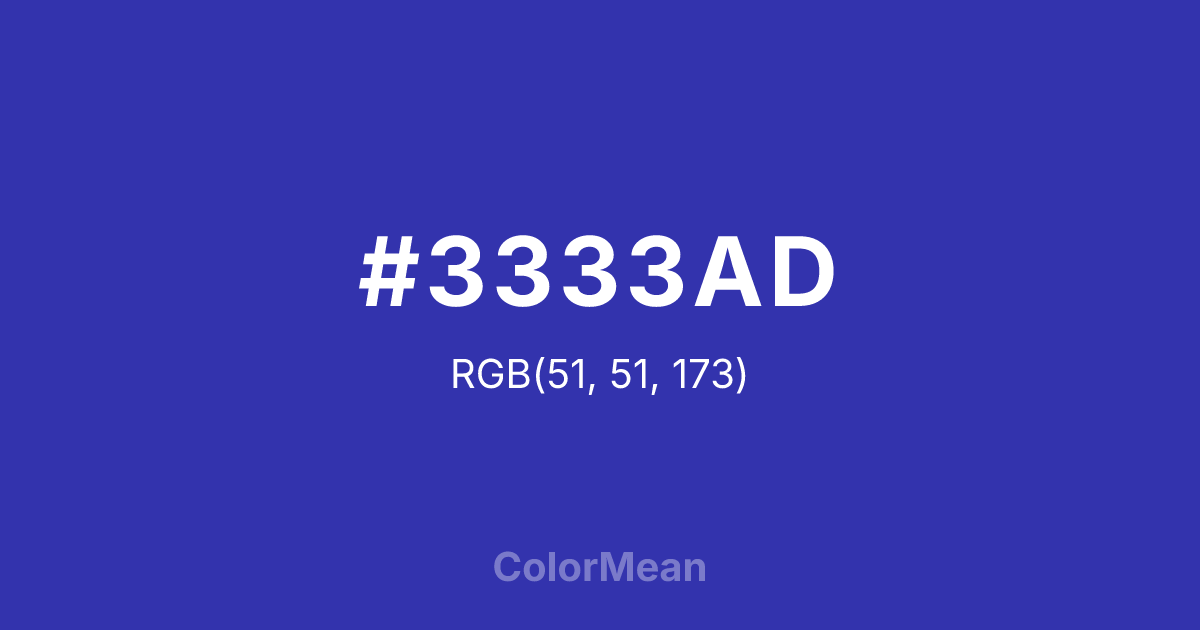 Color swatch image showing #3333AD with RGB(51,51,173) values