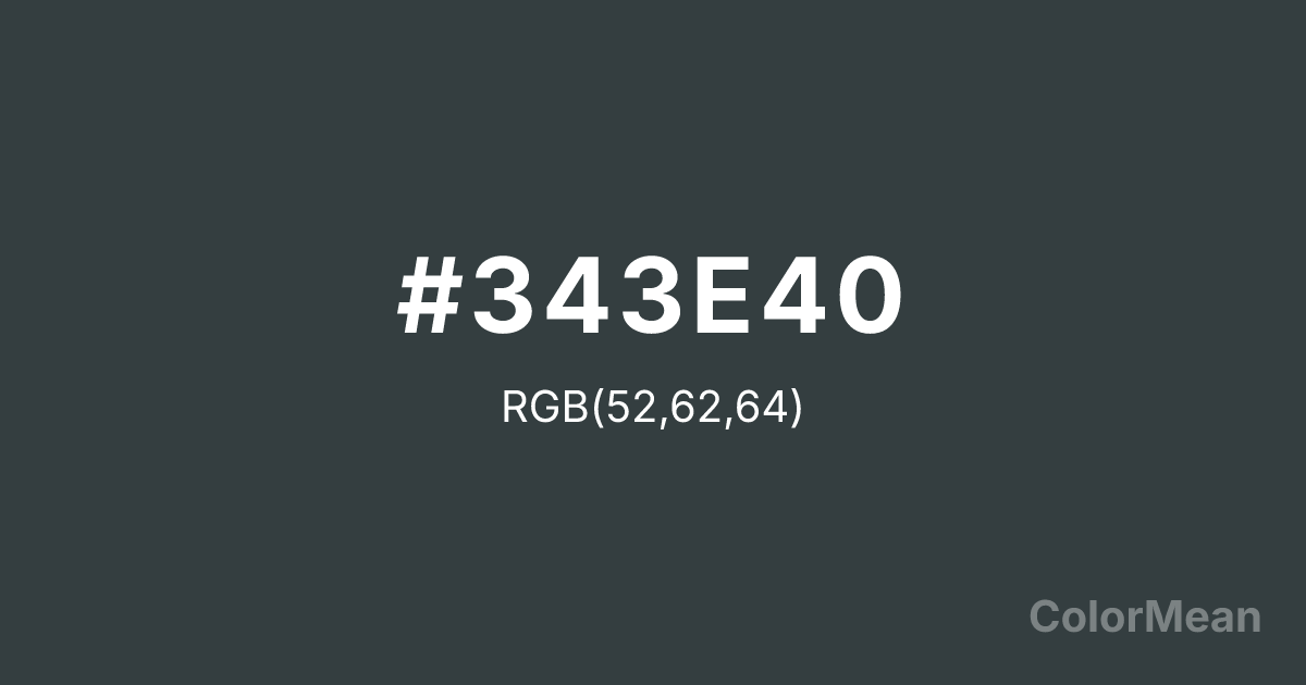 Color swatch image showing Black Green (#343E40) with RGB(52,62,64) values