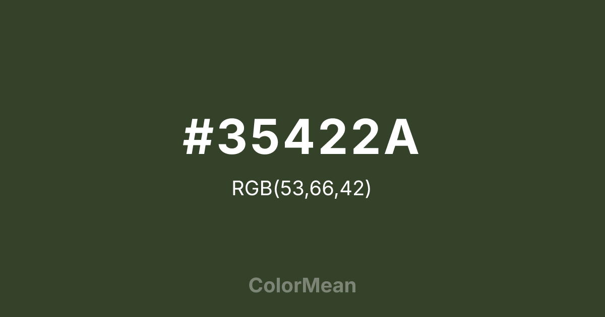 Color swatch image showing #35422A with RGB(53,66,42) values
