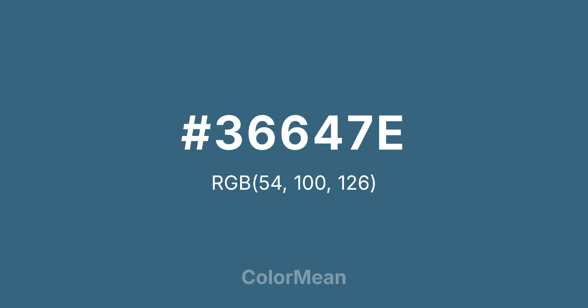 Color swatch image showing #36647E with RGB(54,100,126) values
