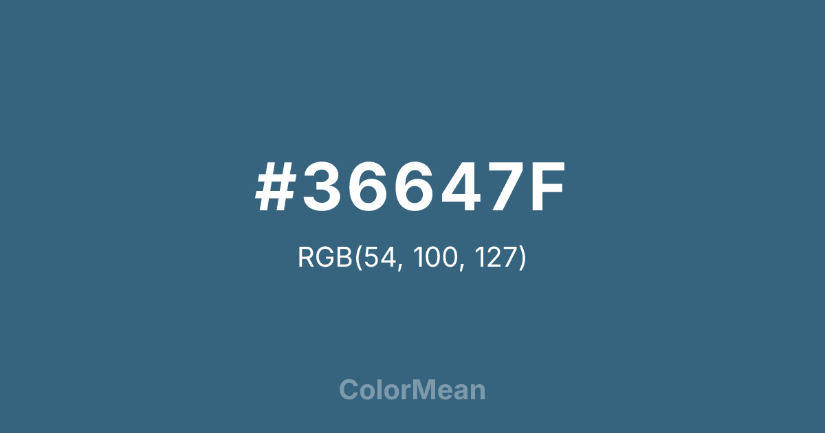 Color swatch image showing #36647F with RGB(54,100,127) values