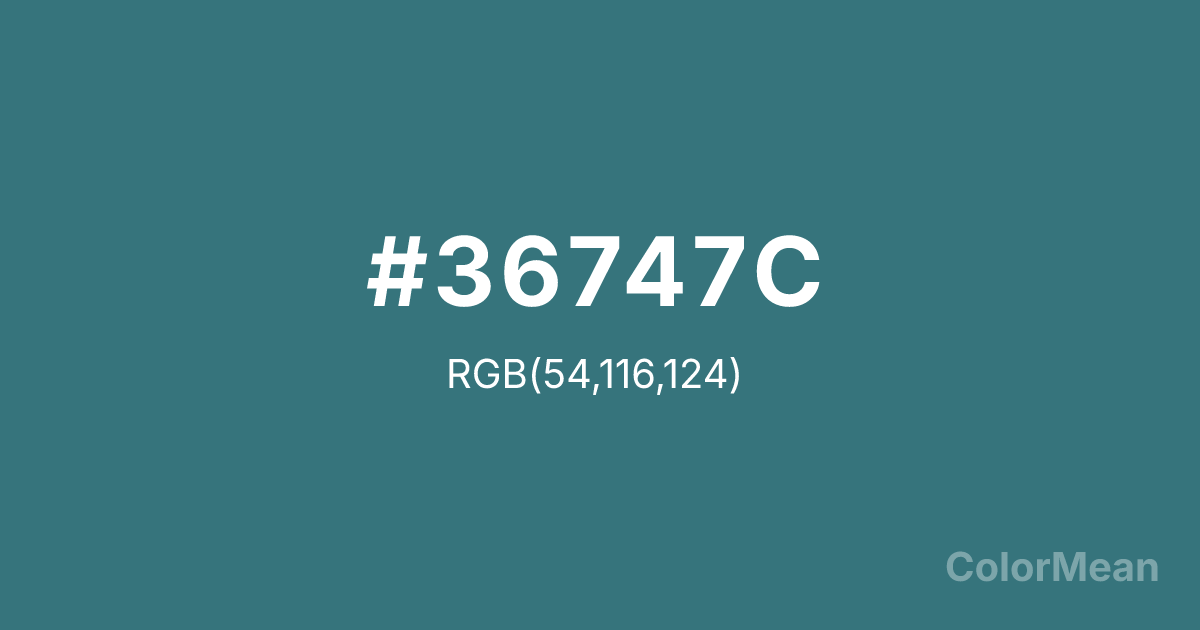 Color swatch image showing #36747C with RGB(54,116,124) values
