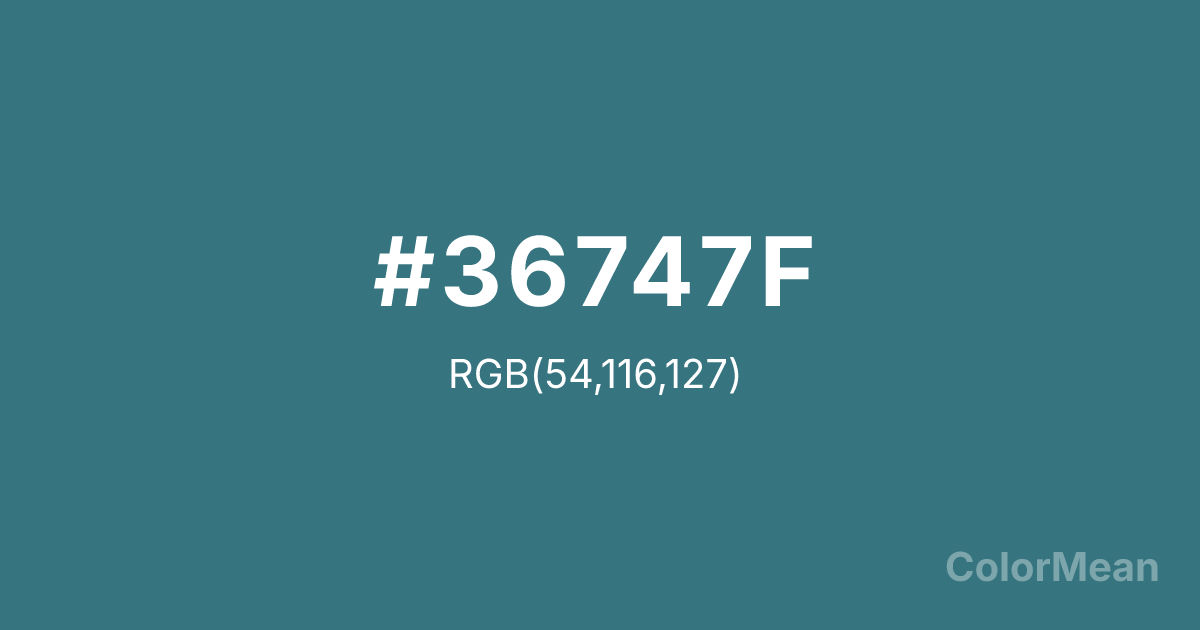 Color swatch image showing #36747F with RGB(54,116,127) values