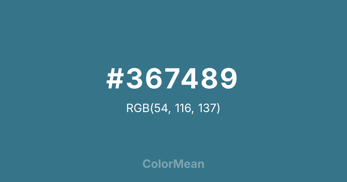Color swatch image showing #367489 with RGB(54,116,137) values
