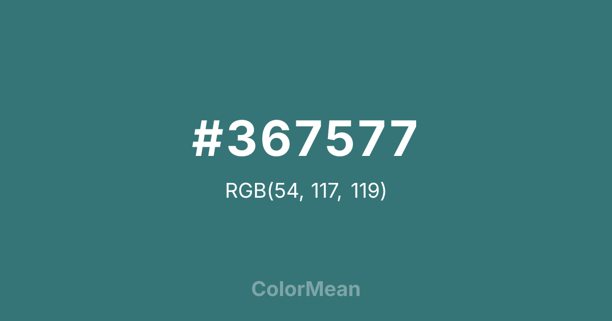 Color swatch image showing #367577 with RGB(54,117,119) values