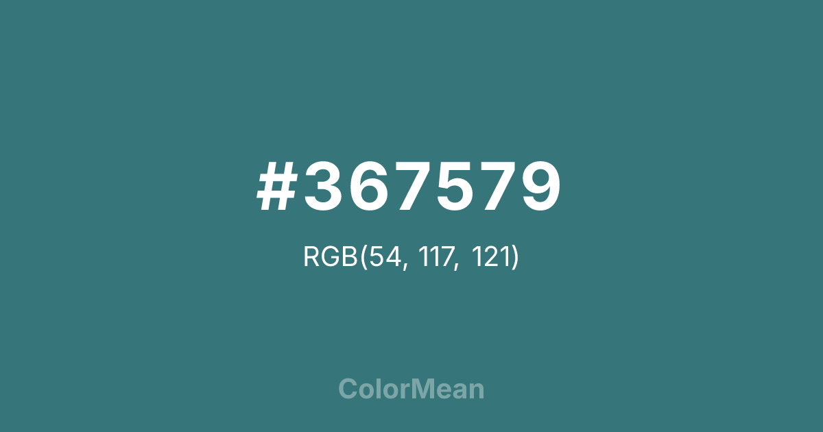 Color swatch image showing #367579 with RGB(54,117,121) values