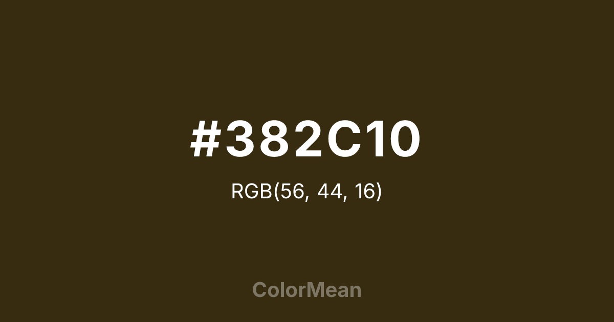 Color swatch image showing #382C10 with RGB(56,44,16) values
