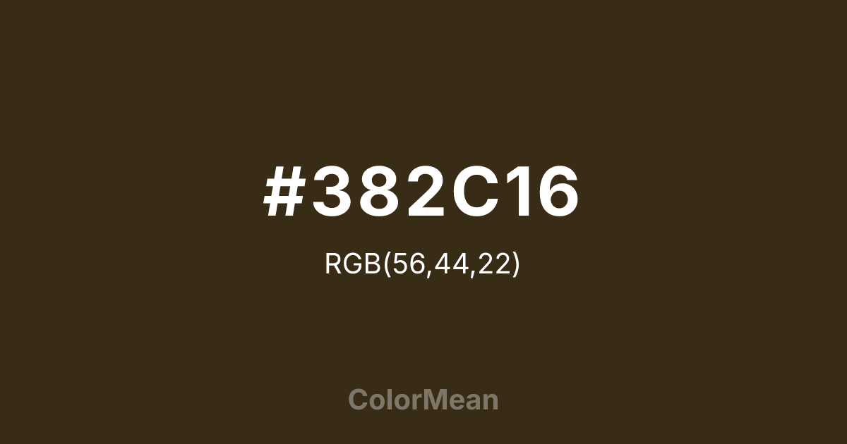 Color swatch image showing #382C16 with RGB(56,44,22) values