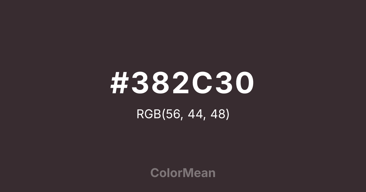 Color swatch image showing #382C30 with RGB(56,44,48) values