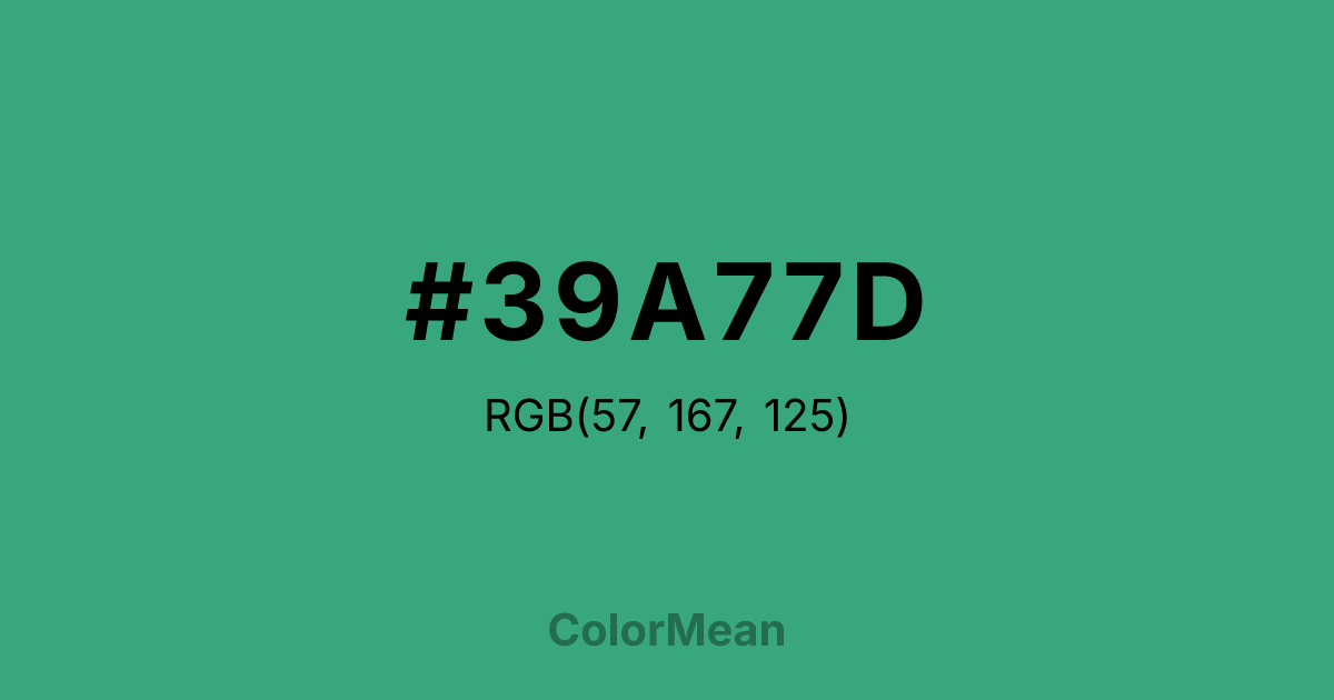 Color swatch image showing #39A77D with RGB(57,167,125) values