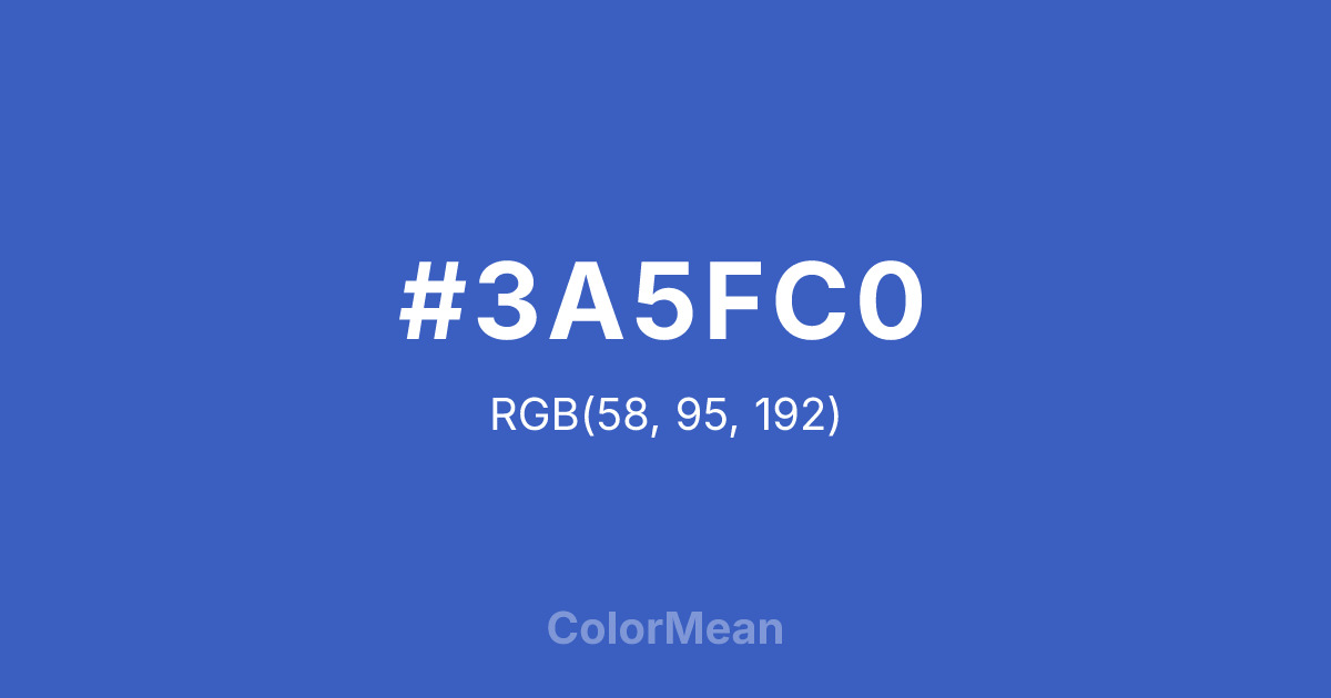Color swatch image showing #3A5FC0 with RGB(58,95,192) values
