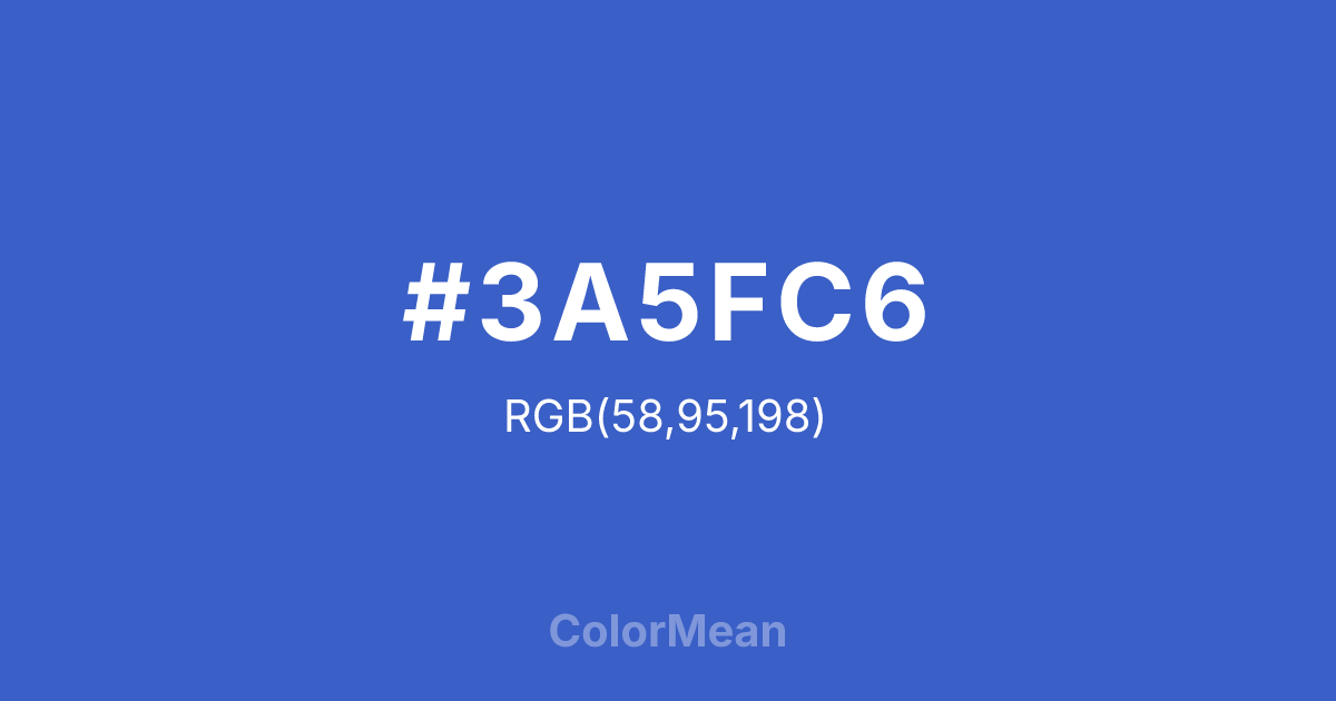 Color swatch image showing #3A5FC6 with RGB(58,95,198) values