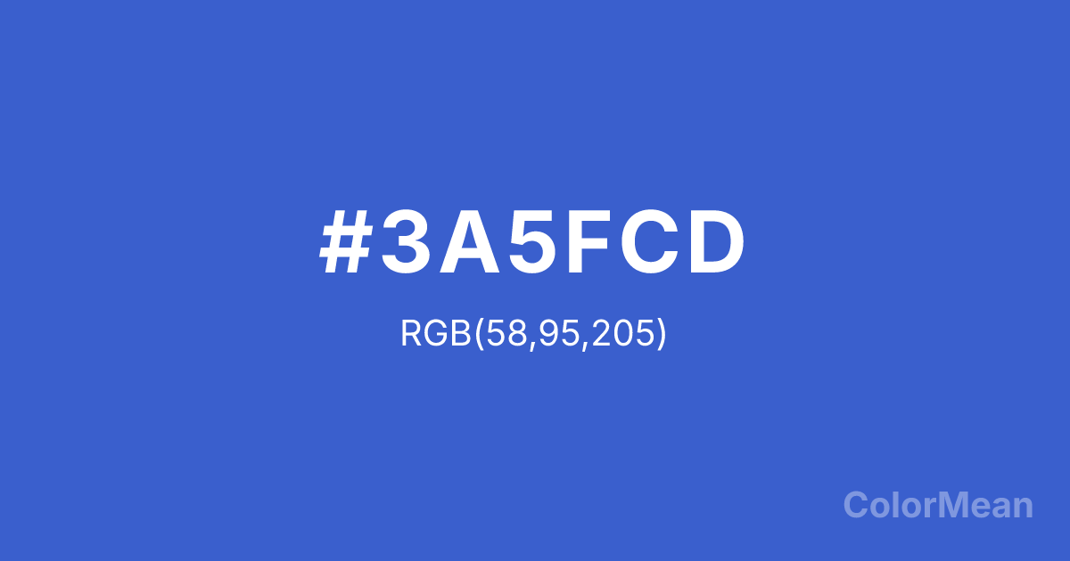 Color swatch image showing Royal Blue 3 (#3A5FCD) with RGB(58,95,205) values