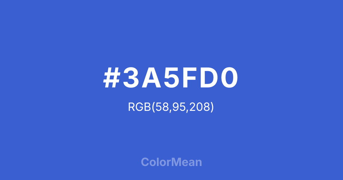 Color swatch image showing #3A5FD0 with RGB(58,95,208) values