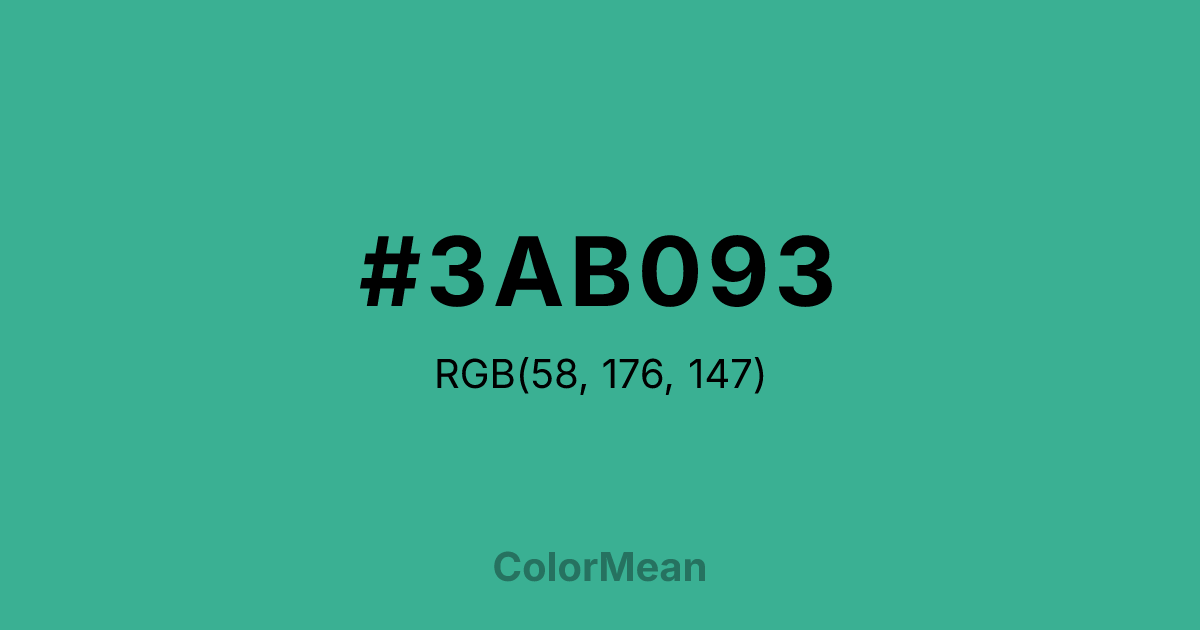 Color swatch image showing #3AB093 with RGB(58,176,147) values