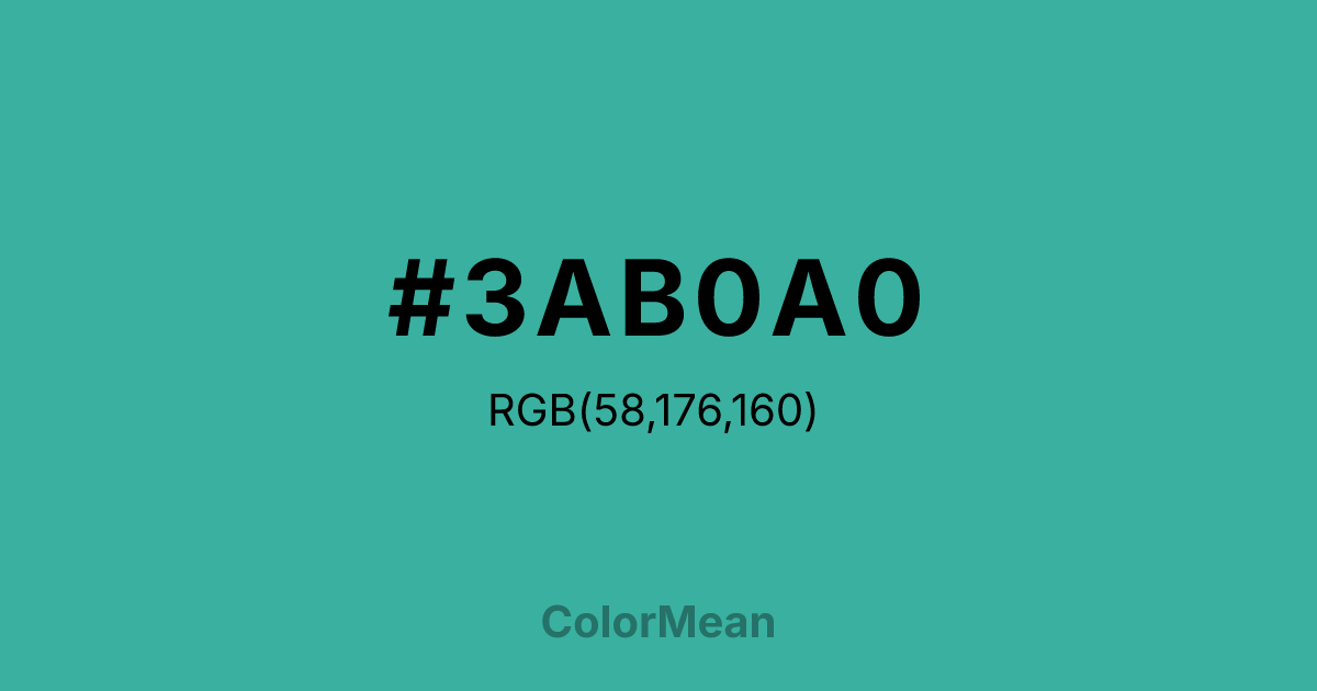 Color swatch image showing #3AB0A0 with RGB(58,176,160) values