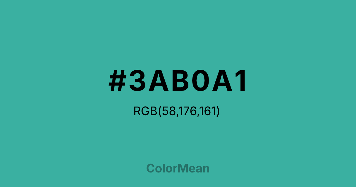 Color swatch image showing #3AB0A1 with RGB(58,176,161) values